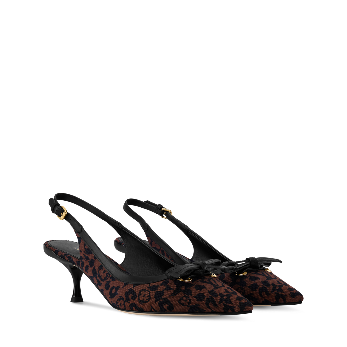 Women's 6AM Slingback Pump Brown Monogram Leopard Canvas 1AJMOY