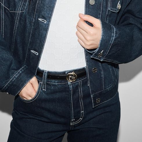 Women's Interlocking G Buckle Leather Belt