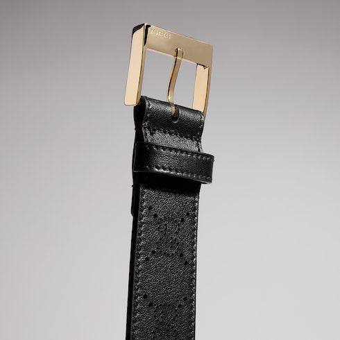 Women's Squared Buckle Perforated Leather Belt