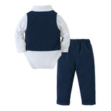 Baby Boy Clothes Suit Toddler Outfits 4pcs Formal Dress Onesie Waistcoat Pants Bow Tie Set