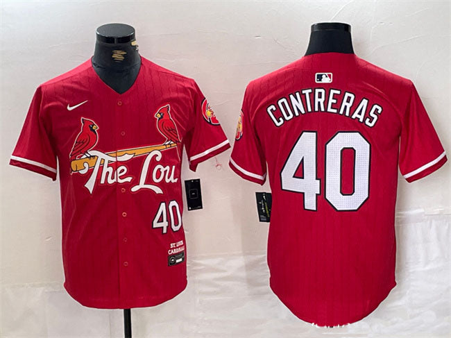 Custom Men’s St. Louis Cardinals #40 Willson Contreras Red 2024 City Connect Stitched Baseball Jersey