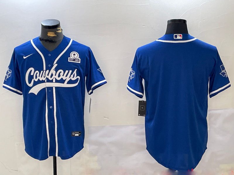 Custom Men’s Dallas Cowboys Blank Royal With Patch Cool Base Stitched Baseball Jerseys