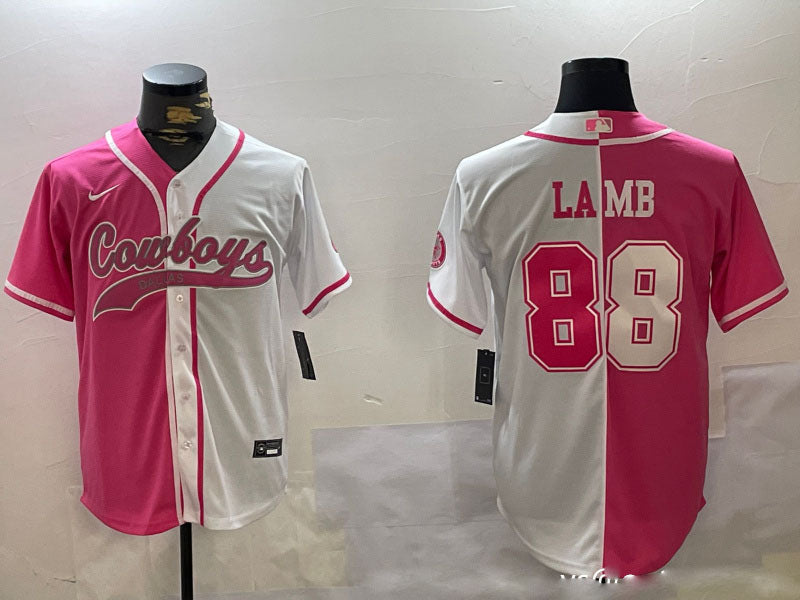 Custom Men’s Dallas Cowboys #88 CeeDee Lamb 2024 Arctic white red Stitched Baseball Jersey