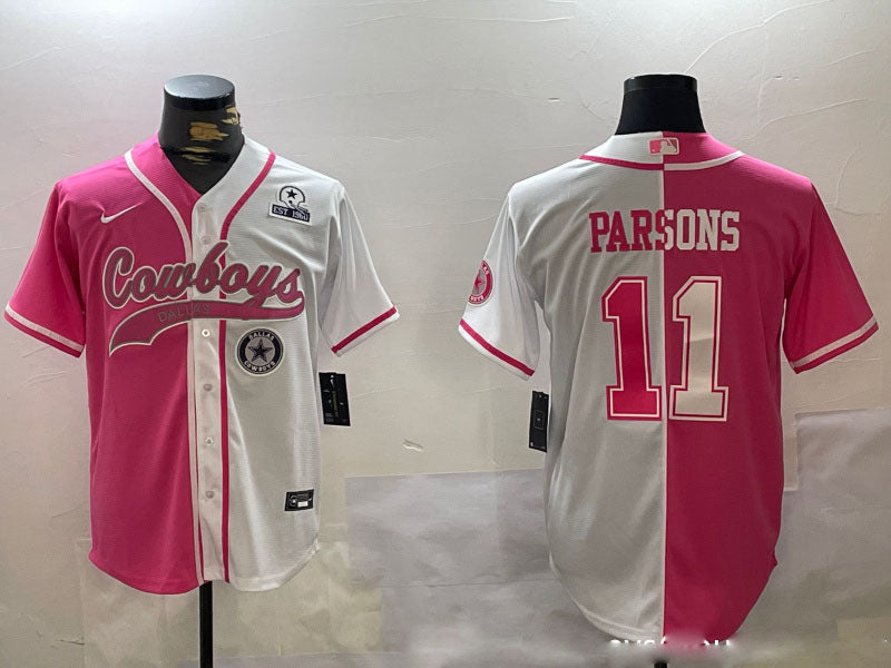 Custom Men’s Dallas Cowboys #11 Micah Parsons 2024 Arctic white red Stitched Baseball Jerseys
