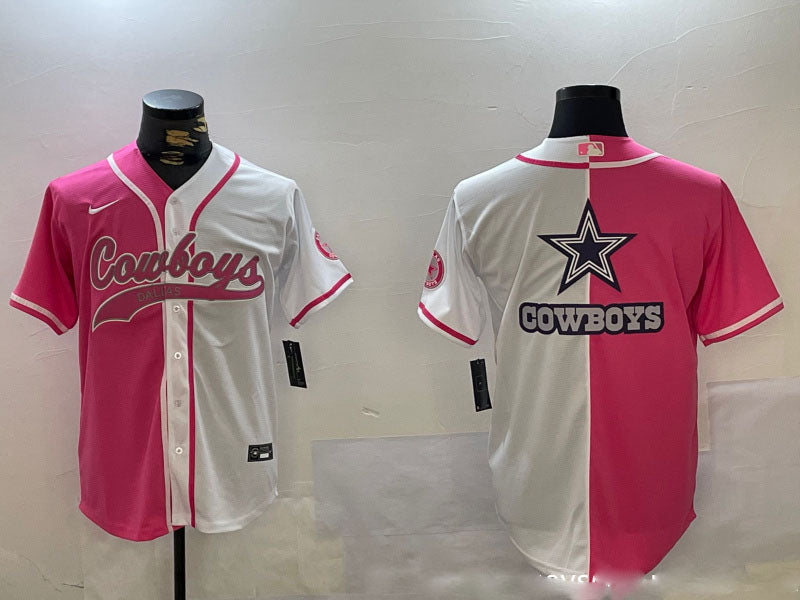 Custom Men’s Dallas Cowboys big logo Red White With Patch Cool Base Stitched Baseball Jerseys