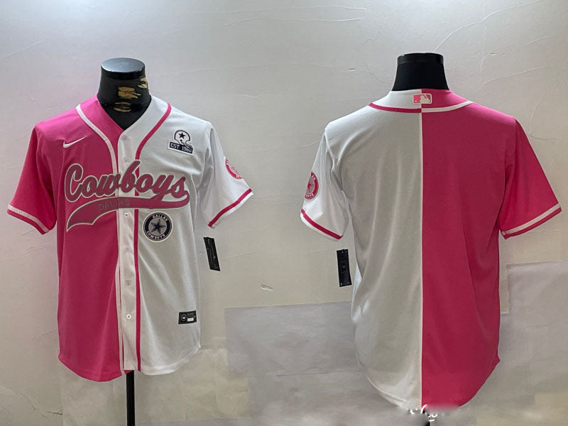 Custom Men’s Dallas Cowboys big logo Red White With Patch Cool Base Stitched Baseball Jerseys