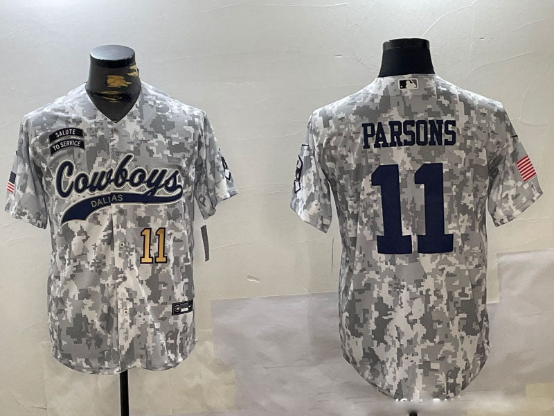 Custom Men’s Dallas Cowboys #11 Micah Parsons 2024 Arctic Camo Salute To Service Stitched Baseball Jerseys