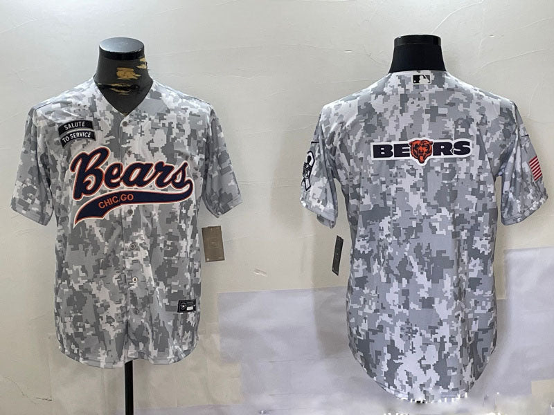 Custom Men’s Chicago Bears Camo With Patch Cool Base Stitched Baseball Jerseys