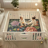 WOBOGO Peony Butterfly Painting Baby Playmats Extra Large Waterproof Rollable Activity Pads for Toddlers 50×50inch