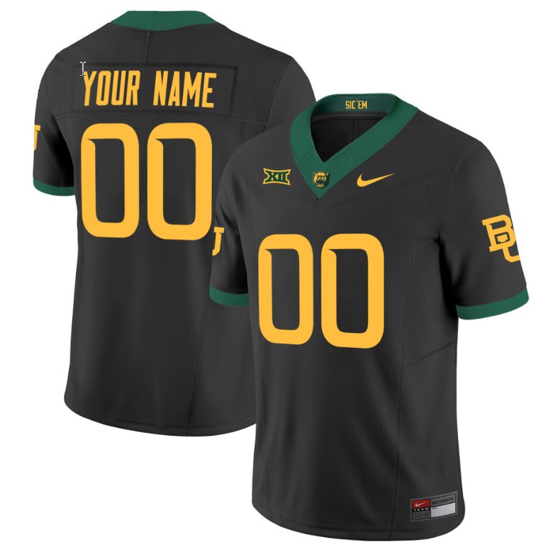 Custom Custom Baylor Bears Jersey Name and Number Vapor Limited College Football Stitched Black 2024