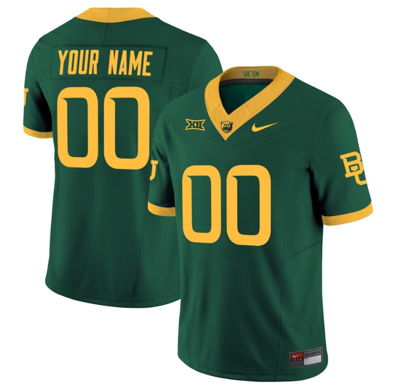 Custom Custom Baylor Bears Jersey Name and Number Vapor Limited College Football All Stitched Green