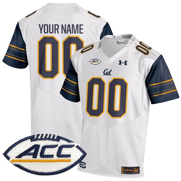 Custom Custom California Golden Bears Jersey Name and Number College Football White Away Game Stitched