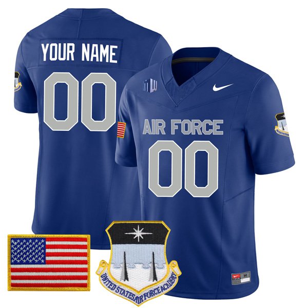 Custom Custom Air Force Falcons Jersey Name and Number College Football Royal Blue Home Game All Stitched