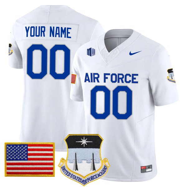 Custom Custom Air Force Falcons Jersey Name and Number College Football White Away Game All Stitched