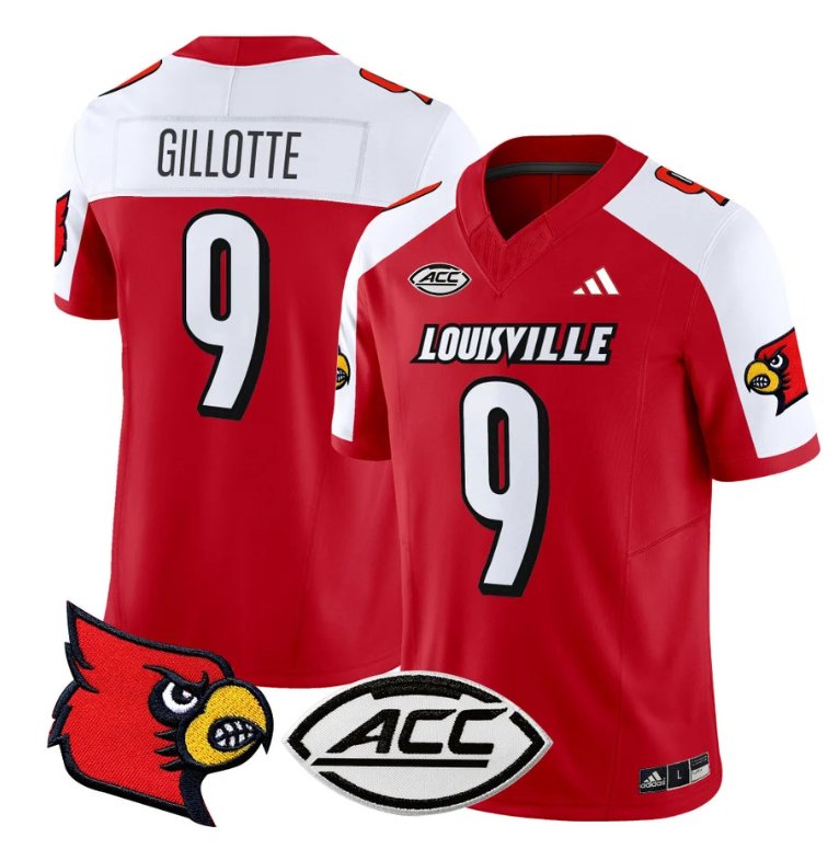 Custom Ashton Gillotte Jersey #9 Louisville Cardinals Vapor Football Stitched Red Alternate