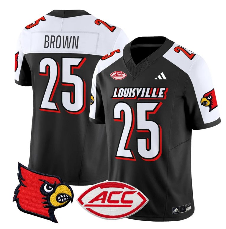 Custom Isaac Brown Jersey #25 Louisville Cardinals Vapor Football Stitched Black Alternate