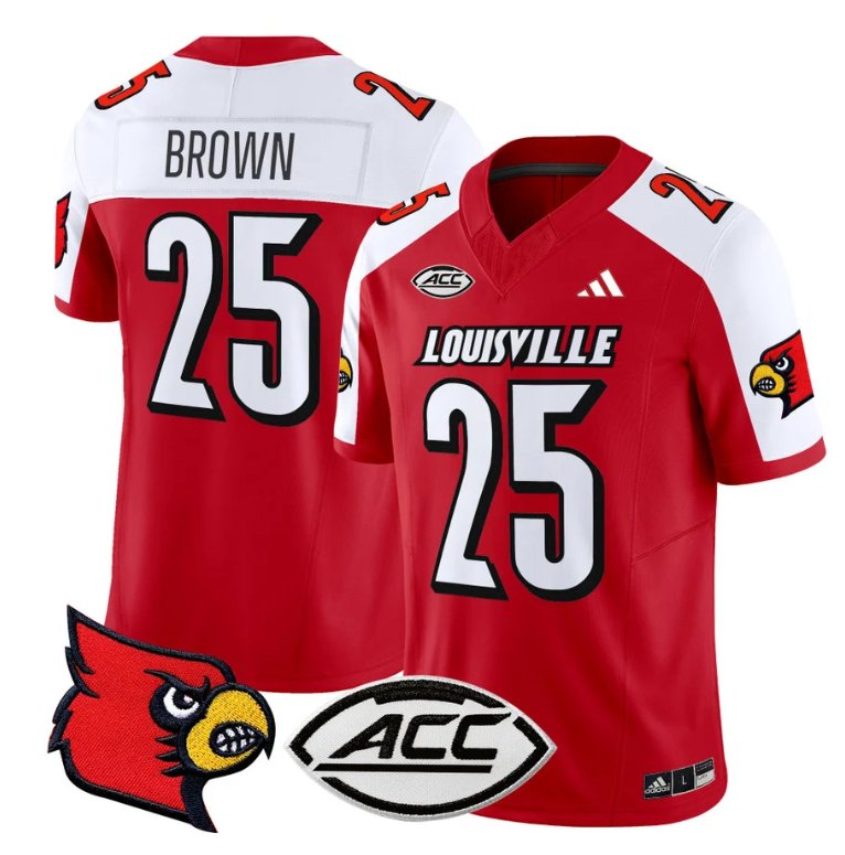 Custom Isaac Brown Jersey #25 Louisville Cardinals Vapor Football Stitched Red Alternate