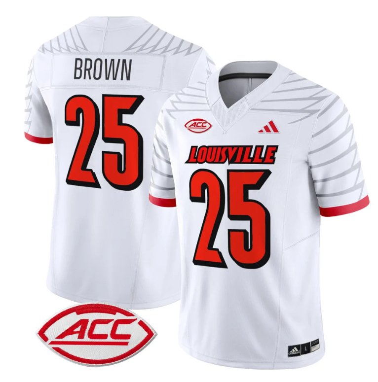 Custom Isaac Brown Jersey #25 Louisville Cardinals Vapor Football Stitched White