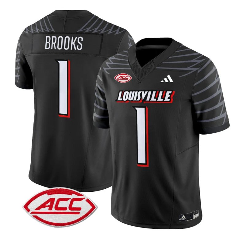 Custom Ja’Corey Brooks Jersey #1 Louisville Cardinals Vapor Football Stitched Black