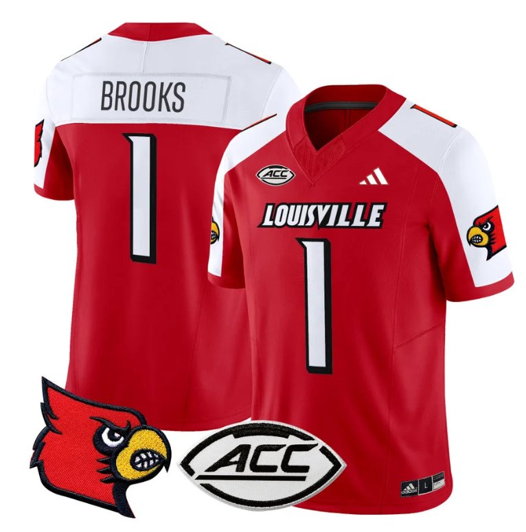 Custom Ja’Corey Brooks Jersey #1 Louisville Cardinals Vapor Football Stitched Red Alternate