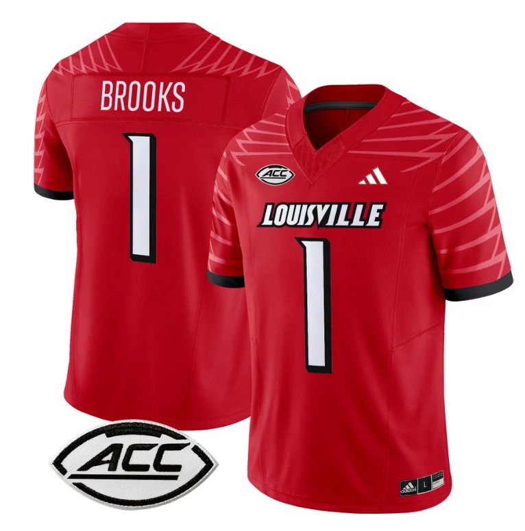 Custom Ja’Corey Brooks Jersey #1 Louisville Cardinals Vapor Football Stitched Red
