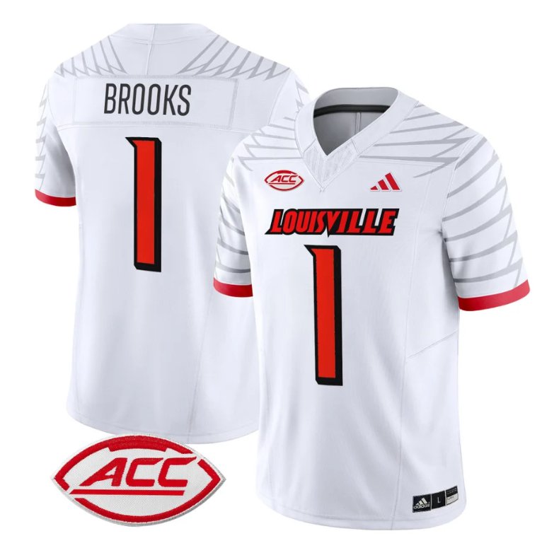 Custom Ja’Corey Brooks Jersey #1 Louisville Cardinals Vapor Football Stitched White