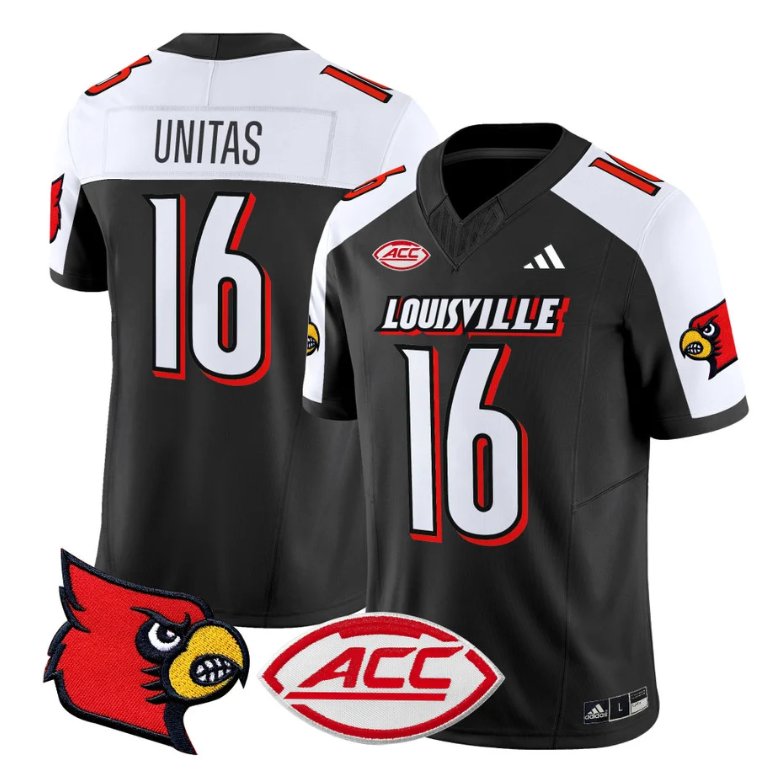 Custom Johnny Unitas Jersey #16 Louisville Cardinals Vapor Football Stitched Black Alternate
