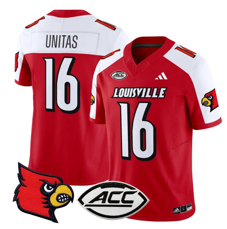 Custom Johnny Unitas Jersey #16 Louisville Cardinals Vapor Football Stitched Red Alternate