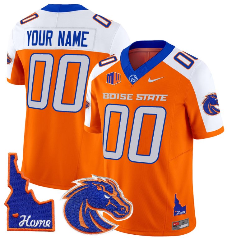 Custom Custom Boise State Broncos Jersey Name, Number Home Patch Vapor Football Orange Alternate