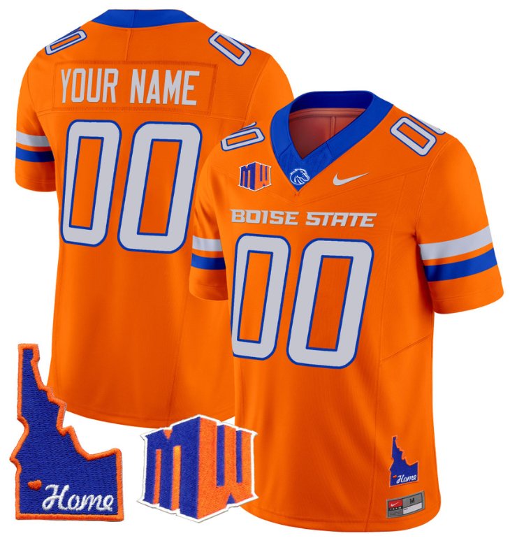 Custom Custom Boise State Broncos Jersey Name, Number Home Patch Vapor Football Orange