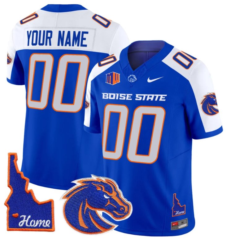 Custom Custom Boise State Broncos Jersey Name, Number Home Patch Vapor Football Royal Alternate