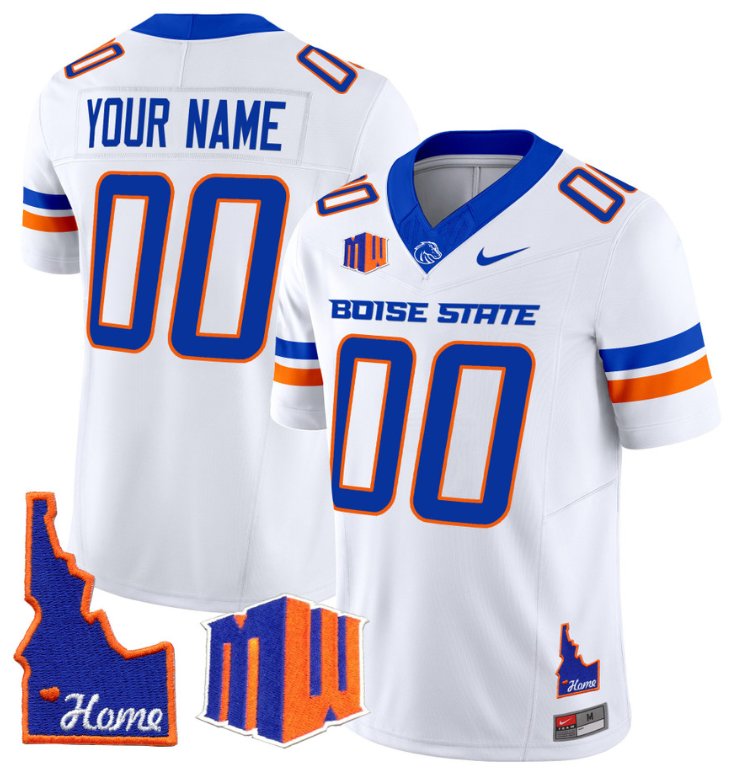 Custom Custom Boise State Broncos Jersey Name, Number Home Patch Vapor Football White