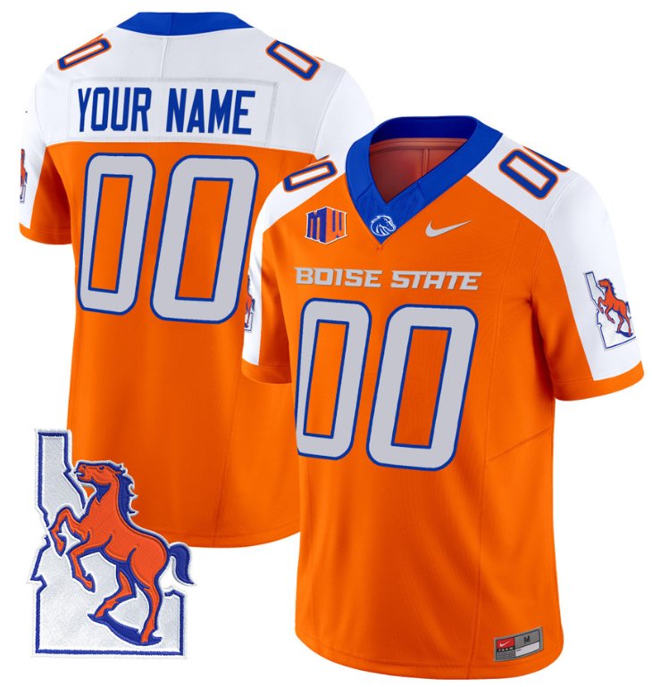 Custom Custom Boise State Broncos Jersey Name, Number Map Patch Vapor Football Orange Alternate