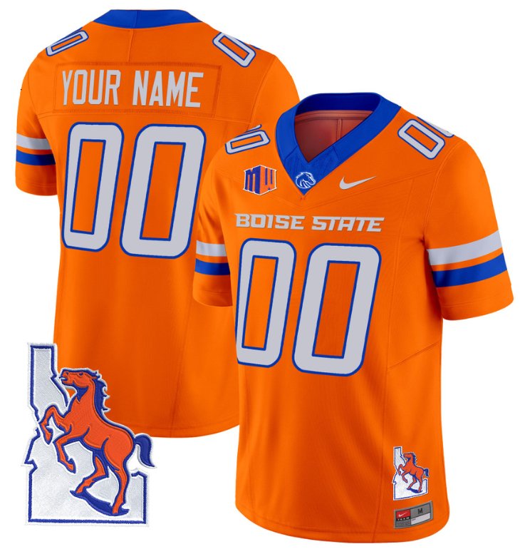 Custom Custom Boise State Broncos Jersey Name, Number Map Patch Vapor Football Orange