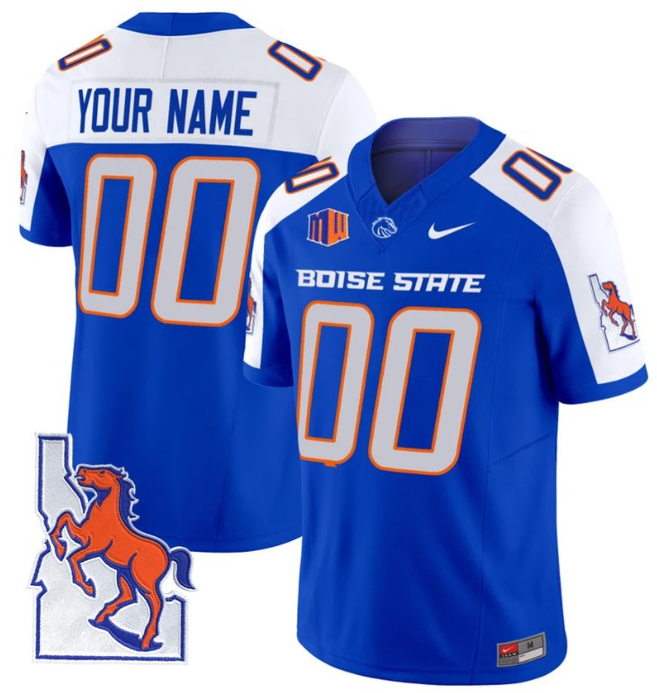 Custom Custom Boise State Broncos Jersey Name, Number Map Patch Vapor Football Royal Alternate
