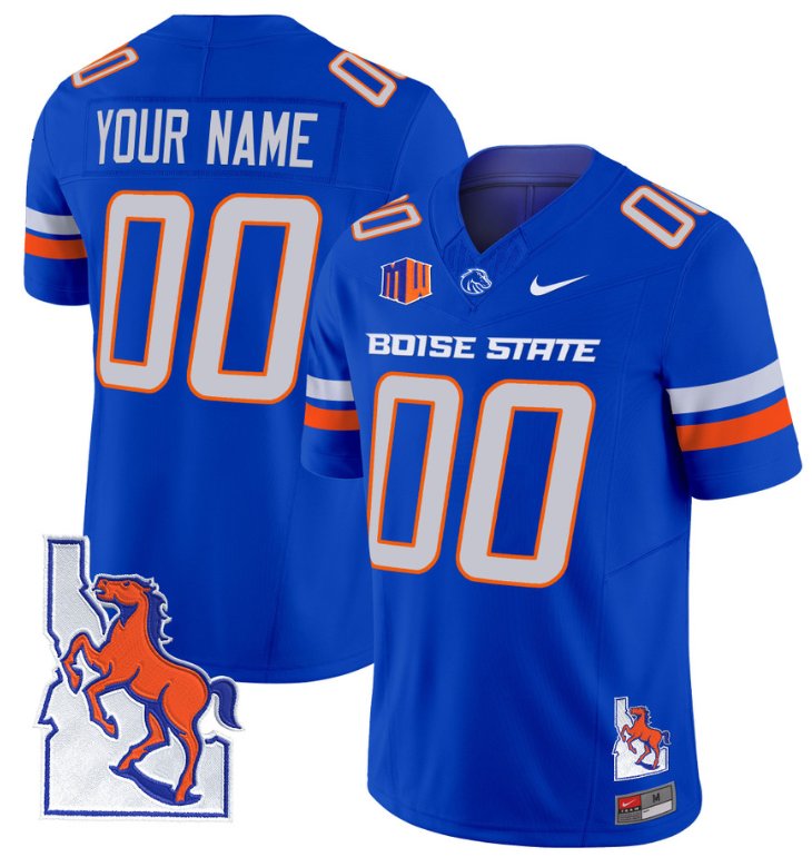 Custom Custom Boise State Broncos Jersey Name, Number Map Patch Vapor Football Royal