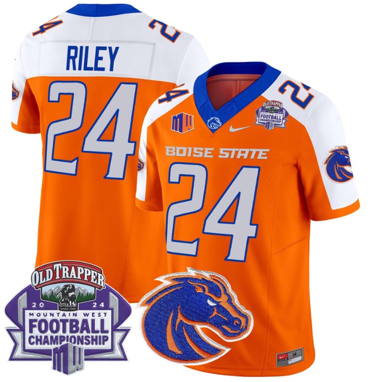 Custom Dylan Riley Jersey #24 Boise State Broncos 2024 Championship Vapor Orange Alternate