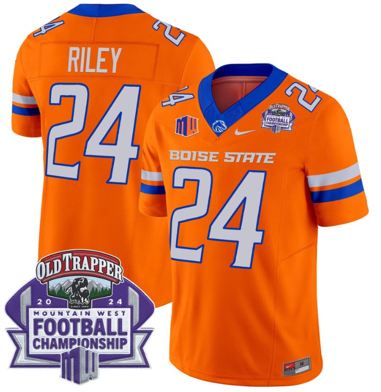 Custom Dylan Riley Jersey #24 Boise State Broncos 2024 Championship Vapor Orange