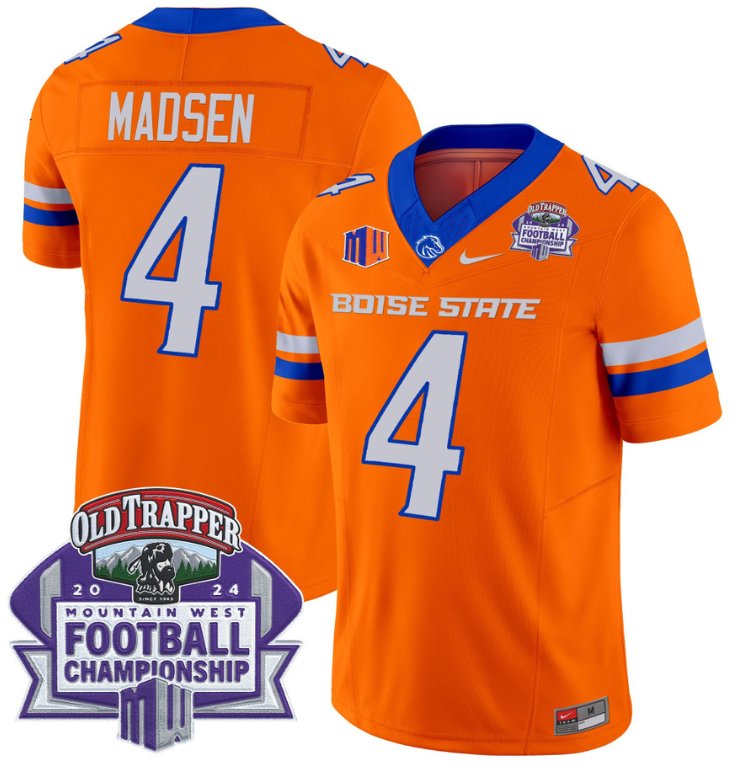 Custom Maddux Madsen Jersey #4 Boise State Broncos 2024 Championship Vapor Orange