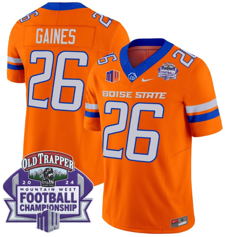 Custom Sire Gaines Jersey #26 Boise State Broncos 2024 Championship Vapor Orange