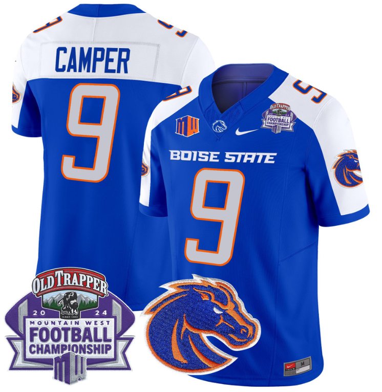 Custom Cameron Camper Jersey #9 Boise State Broncos 2024 Championship Vapor Royal Alternate