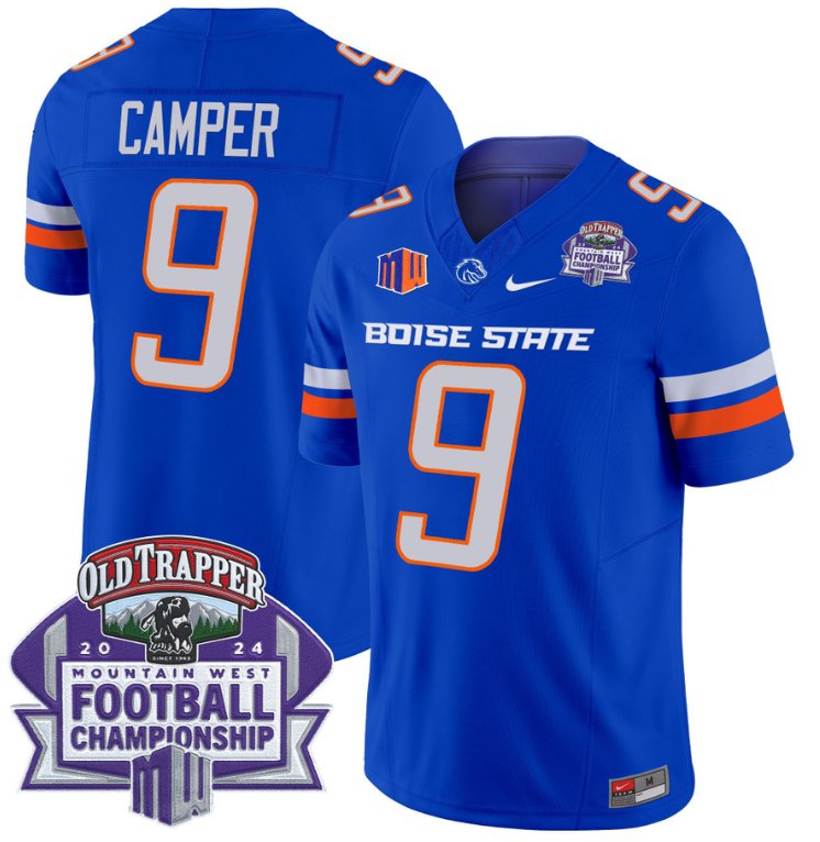 Custom Cameron Camper Jersey #9 Boise State Broncos 2024 Championship Vapor Royal