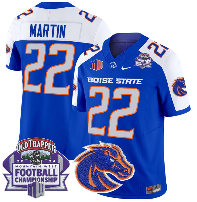 Custom Doug Martin Jersey #22 Boise State Broncos 2024 Championship Vapor Royal Alternate