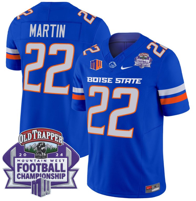 Custom Doug Martin Jersey #22 Boise State Broncos 2024 Championship Vapor Royal