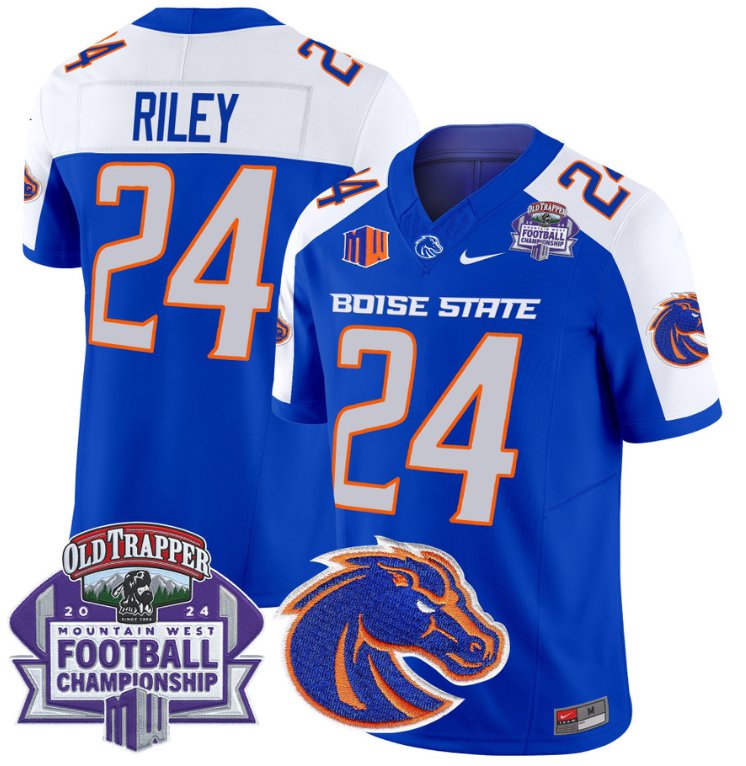 Custom Dylan Riley Jersey #24 Boise State Broncos 2024 Championship Vapor Royal Alternate