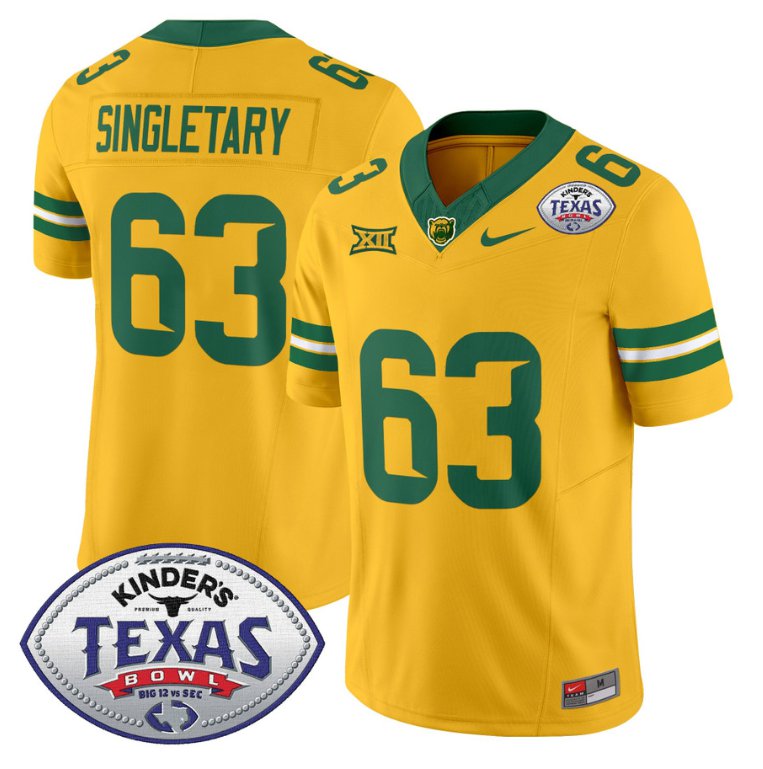 Custom Mike SingletaryJersey #63 Baylor Bears 2024 Texas Bowl Football Gold