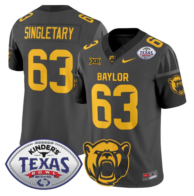 Custom Mike SingletaryJersey #63 Baylor Bears 2024 Texas Bowl Football Black