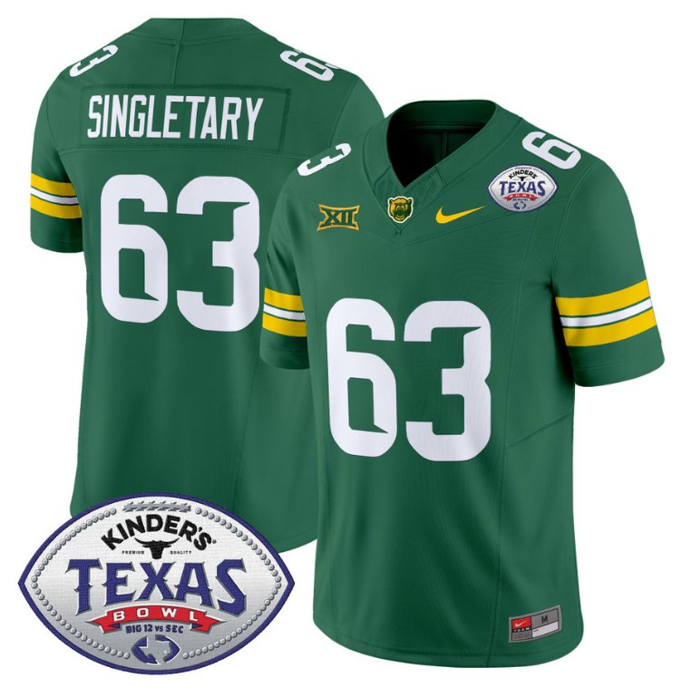 Custom Mike SingletaryJersey #63 Baylor Bears 2024 Texas Bowl Football Green