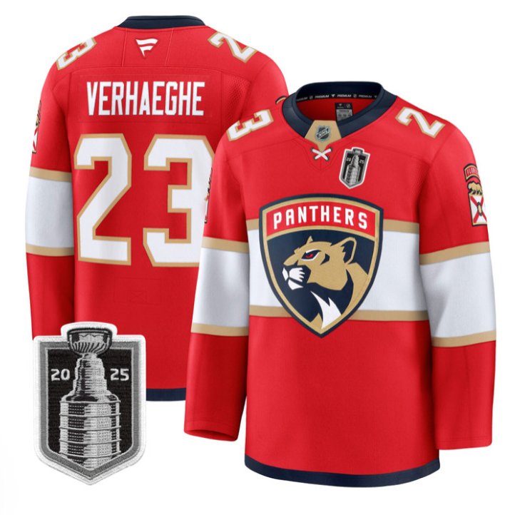 Custom Carter Verhaeghe Jersey #23 Florida Panthers 2025 Stanley Cup Final Stitched Red