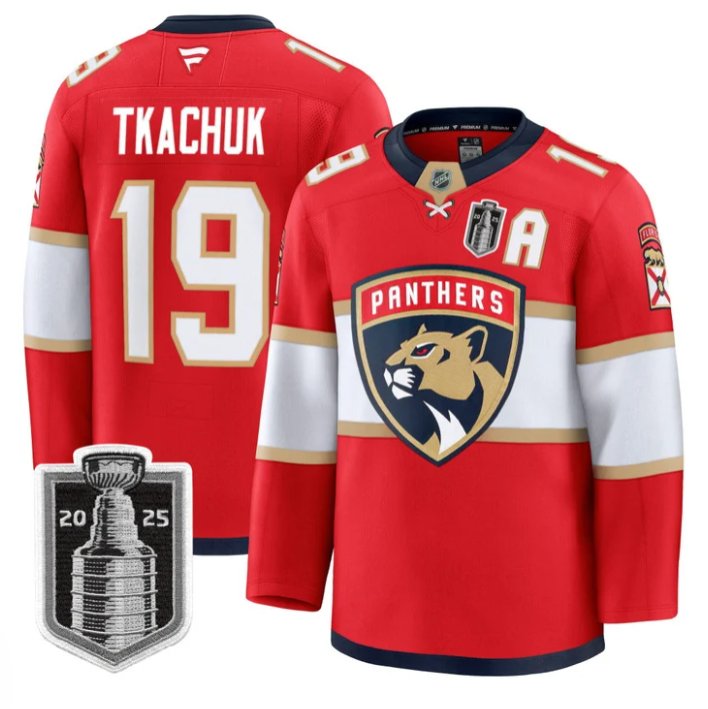 Custom Matthew Tkachuk Jersey #19 Florida Panthers 2025 Stanley Cup Final Stitched Red